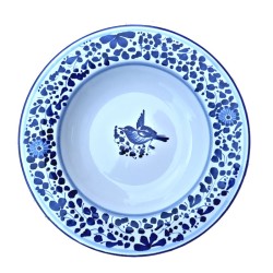 Dessert, Flat and Soup Plate ceramic majolica Deruta Blue Arabesque decoration
 Table plates-Soup Plate cm 25