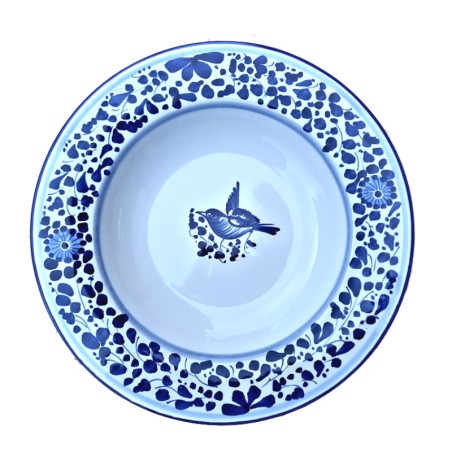Piatto tavola ceramica maiolica Deruta arabesco blu