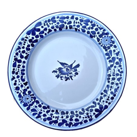 Dessert, Flat and Soup Plate ceramic majolica Deruta Blue Arabesque decoration