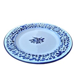 Dessert, Flat and Soup Plate ceramic majolica Deruta Blue Arabesque decoration
