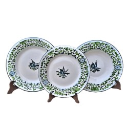 Servizio piatti tavola ceramica maiolica Deruta arabesco verde