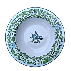 Piatto tavola ceramica maiolica Deruta dipinto a mano decoro arabesco verde
 Piatti da tavola-Piatto Fondo Cm. 25