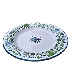 Dessert, Flat and Soup Plate ceramic majolica Deruta green Arabesque decoration