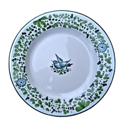 Dessert, Flat and Soup Plate ceramic majolica Deruta green Arabesque decoration
 Table plates-Dinner Plate cm 28,5