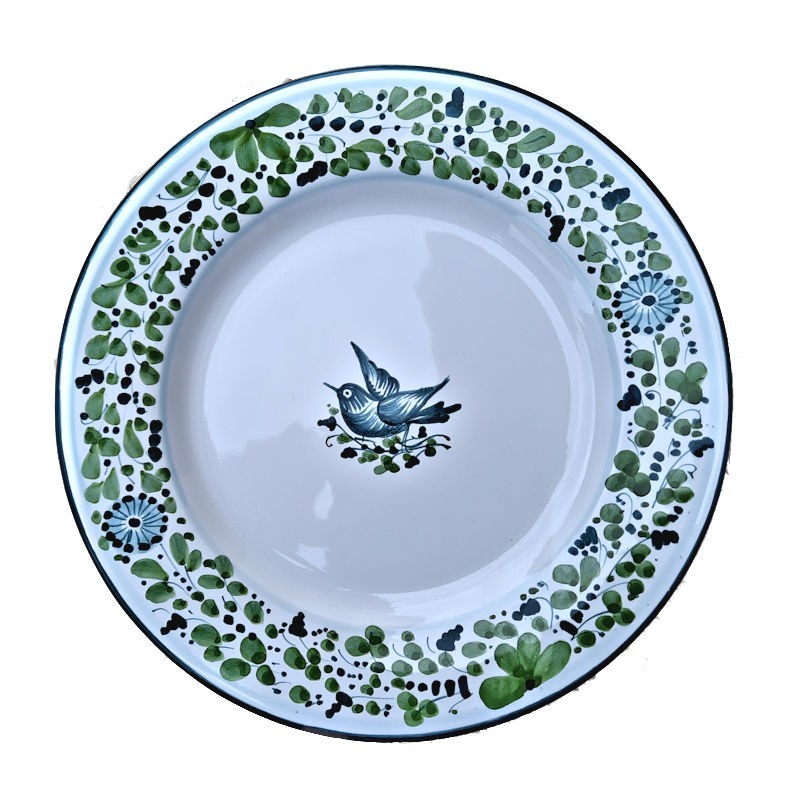 Table plate majolica ceramic Deruta green arabesque