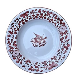 Dessert, Flat and Soup Plate ceramic majolica Deruta red Arabesque decoration
 Table plates-Soup Plate cm 25
