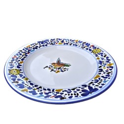 Piatto tavola ceramica maiolica Deruta dipinto a mano decoro arabesco colorato