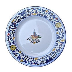 Dessert, Flat and Soup Plate ceramic majolica Deruta colored Arabesque decoration
 Table plates-Dinner Plate cm 28,5
