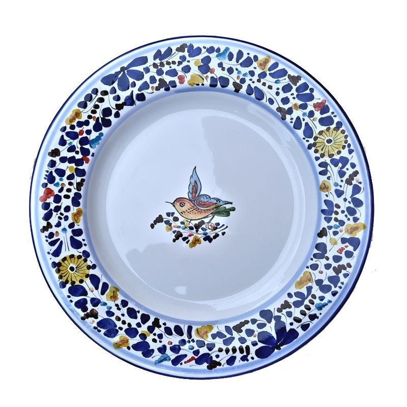 Piatto tavola ceramica maiolica Deruta dipinto a mano decoro arabesco colorato