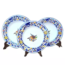 Plates table set 3 PCS ceramic majolica Deruta colored arabesque