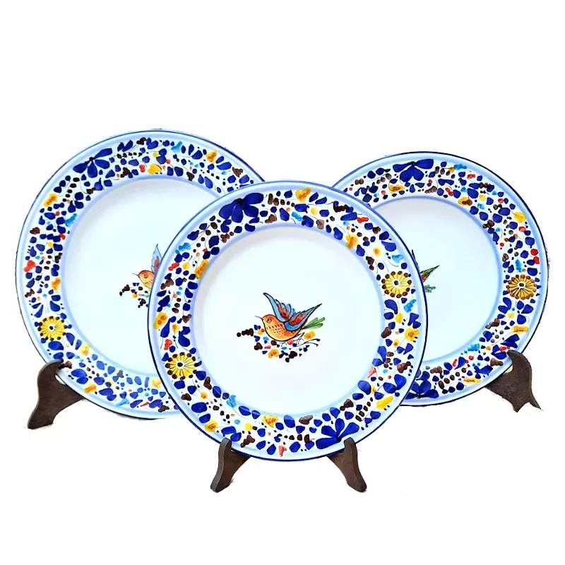 Table Set 3 PCS ceramic majolica Deruta colored Arabesque decoration