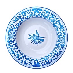Dessert, Flat and Soup Plate ceramic majolica Deruta turquoise Arabesque decoration
 Table plates-Soup Plate cm 25