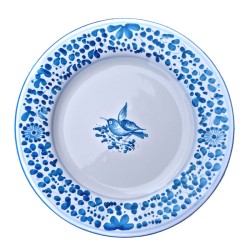 Table plate majolica ceramic Deruta turquoise arabesque single color