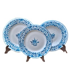 Plates table set 3 PCS ceramic majolica Deruta turquoise arabesque