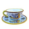 Tea cup Deruta majolica ceramic with saucer hand painted raphaelesque decoration CC 210