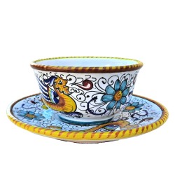 Tea cup Deruta majolica ceramic with saucer hand painted raphaelesque decoration CC 210
