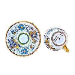Tea cup with saucer majolica ceramic Deruta raphaelesque