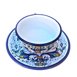 Tea cup with saucer majolica ceramic Deruta rich Deruta blue