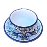 Tazza Te ceramica maiolica Deruta con piatto dipinta a mano decoro ricco Deruta blu CC 210