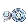 Tazza Te ceramica maiolica Deruta con piatto dipinta a mano decoro ricco Deruta blu CC 210