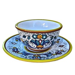 Tea cup Deruta majolica ceramic with saucer hand painted rich Deruta yellow decoration CC 210