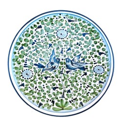 Wall plate majolica ceramic Deruta green arabesque