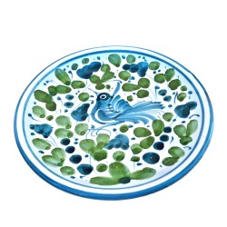 Piatto ceramica maiolica Deruta dipinto a mano da Parete decoro Arabesco Verde