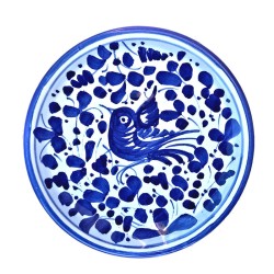 Piatto ceramica Maiolica Deruta dipinto a mano da Parete decoro Arabesco Blu