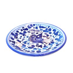 Piatto da parete ceramica maiolica Deruta arabesco blu