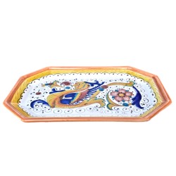Vassoio ceramica maiolica Deruta dipinto a mano ottagonale decoro Raffaellesco