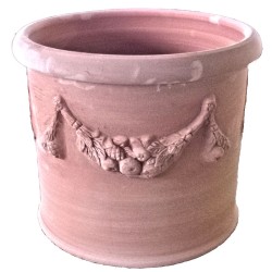 Cylindrical vase in Terracotta with Festoon hand made