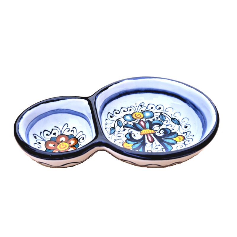 Deruta olive dish bowl with rich Deruta blue decoration