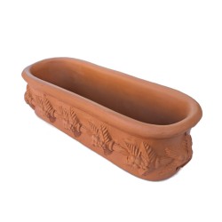 Piccolo vaso ovale terracotta Deruta per piante grasse aromatiche con festone frutta