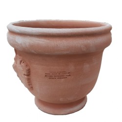 Round cachepot planter with bunch of grapes handmade terracotta