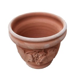 Round cachepot planter with bunch of grapes handmade terracotta