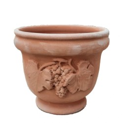 Deruta planter terracotta with cluster grapes and leaves handmade