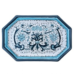 Octagonal ceramic tray with Rich Deruta Green decoration