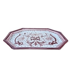 Octagonal ceramic tray with Rich Deruta Red decoration