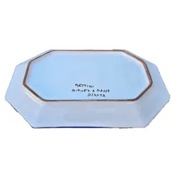 Octagonal tray majolica ceramic Deruta rich Deruta blue single color
