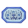 Vassoio ceramica maiolica Deruta dipinto a mano ottagonale decoro Ricco Deruta Blu Monocolore