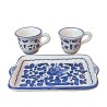 Set caffè ceramica maiolica Deruta arabesco blu 3 pz