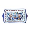 Deruta majolica ceramic tray hand painted rectangular Rich Deruta blue decoration Cm. 18
