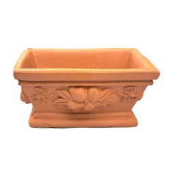 Small rectangular Deruta terracotta pot for aromatic plants or succulent plants, also suitable for shelf aquariums