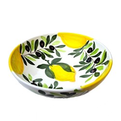 Salad bowl majolica ceramic Deruta lemons olives
