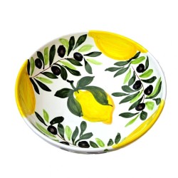 Salad bowl majolica ceramic Deruta lemons olives
