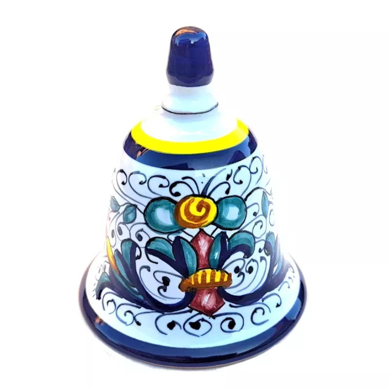 Campanella ceramica maiolica Deruta dipinta a mano ricco Deruta blu