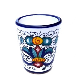 Bicchiere liquore ceramica maiolica Deruta ricco Deruta blu