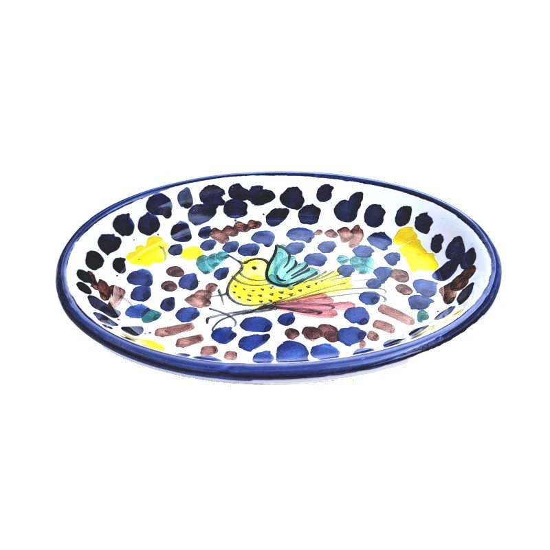 Oval soap dish majolica ceramic Deruta colored arabesque
