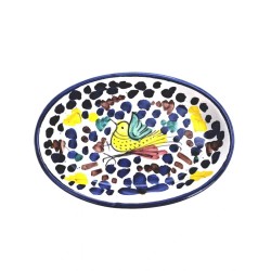 Portasapone ovale ceramica maiolica Deruta arabesco colorato