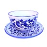 Tazza colazione con piatto ceramica maiolica Deruta arabesco blu